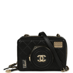 Chanel Coco Click Camera Bag Black Lambskin Light Gold Hardware