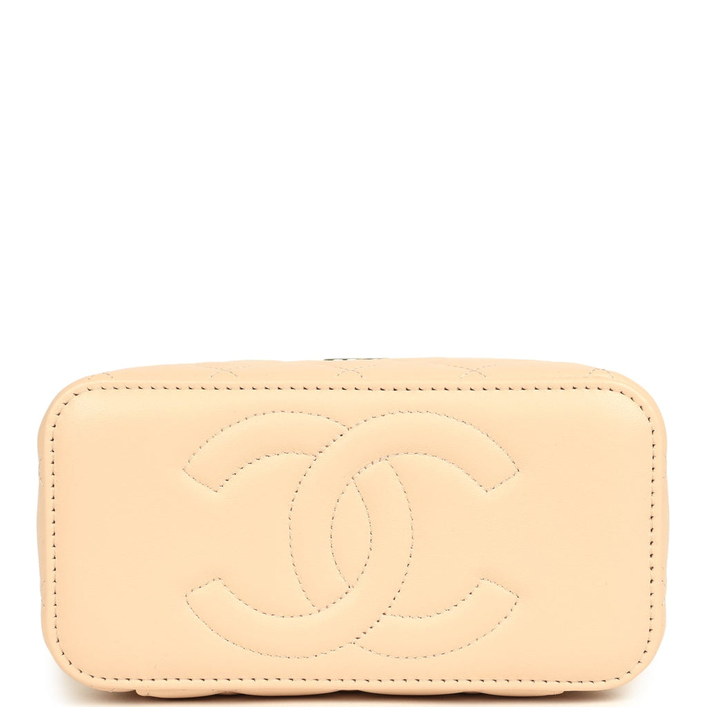 Chanel Small Top Handle Vanity Case Light Beige Lambskin Light Gold Hardware - Image 6