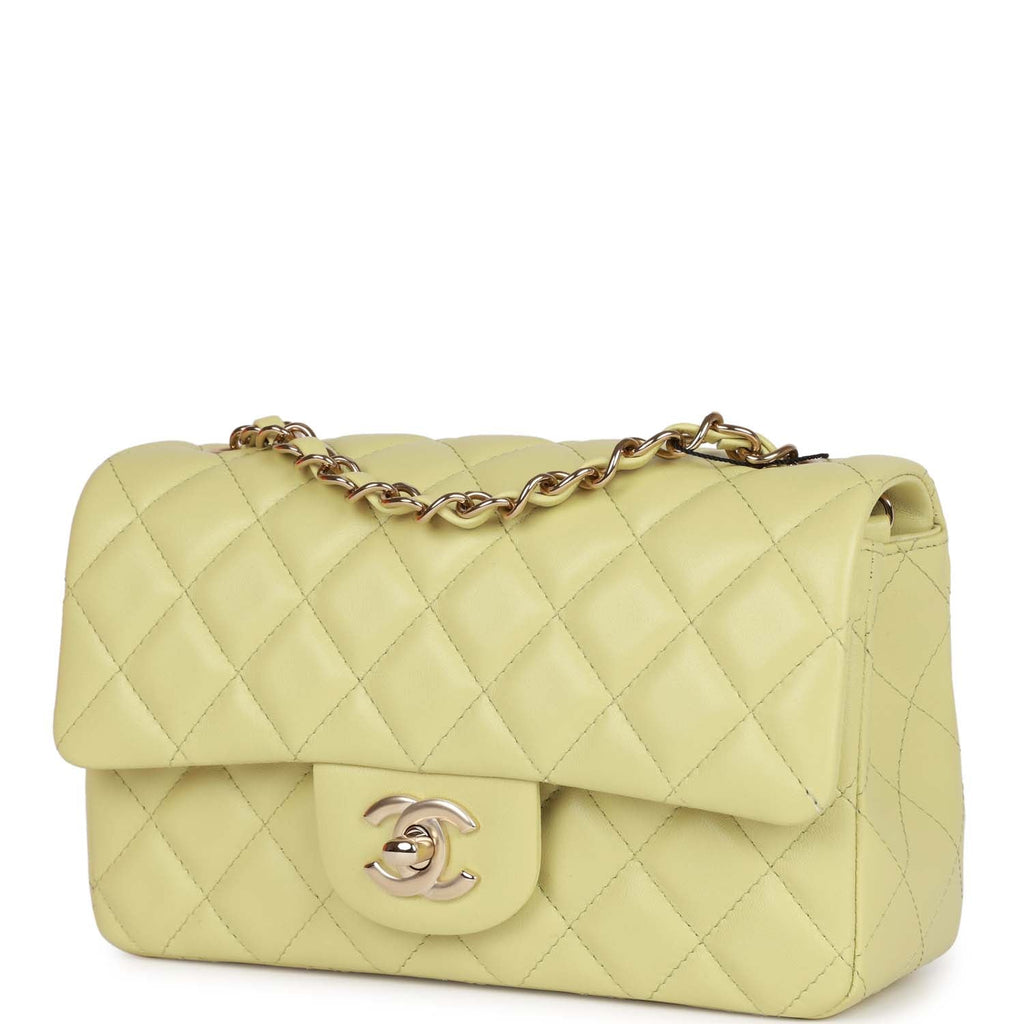 Chanel Mini Rectangular Flap Bag Light Green Lambskin Light Gold Hardware - Image 6