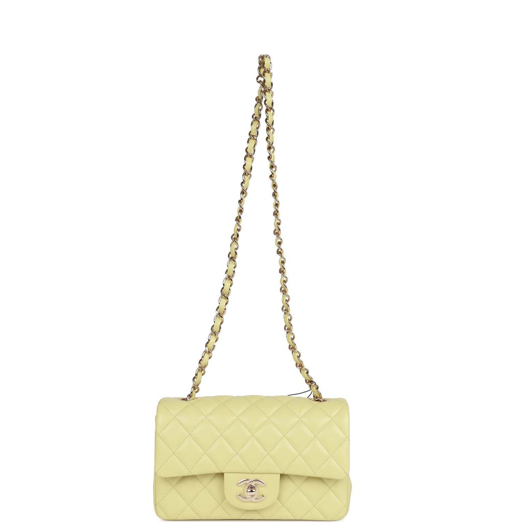 Chanel Mini Rectangular Flap Bag Light Green Lambskin Light Gold Hardware - Image 8