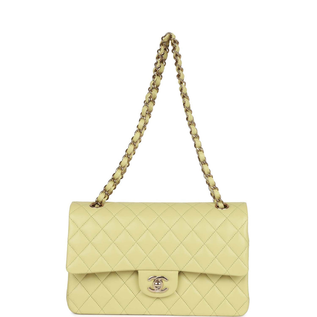 Chanel Medium Classic Double Flap Bag Light Green Lambskin Light Gold Hardware - Image 8