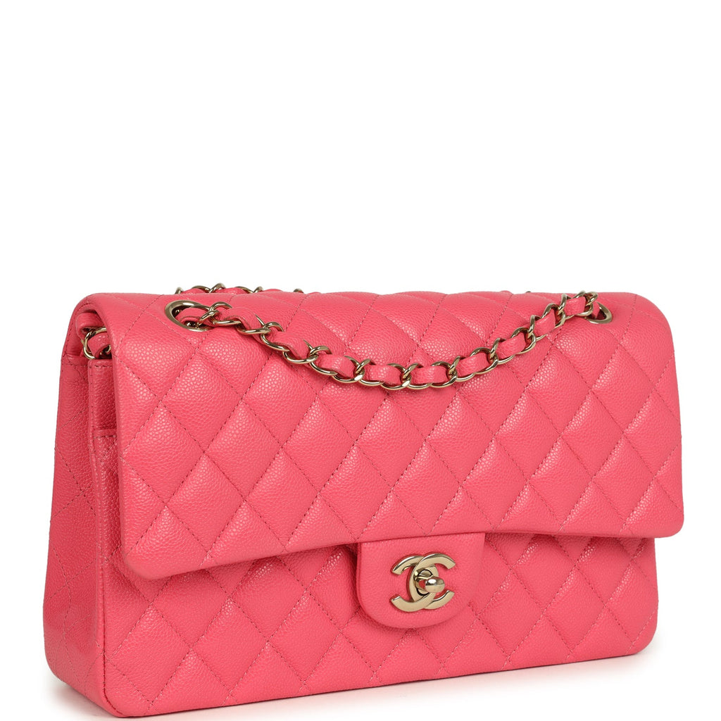 Pre-owned Chanel Medium Classic Double Flap Bag Dark Pink Shiny Caviar Gold Hardware - Image 3