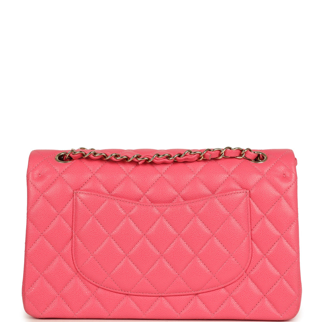 Pre-owned Chanel Medium Classic Double Flap Bag Dark Pink Shiny Caviar Gold Hardware - Image 5