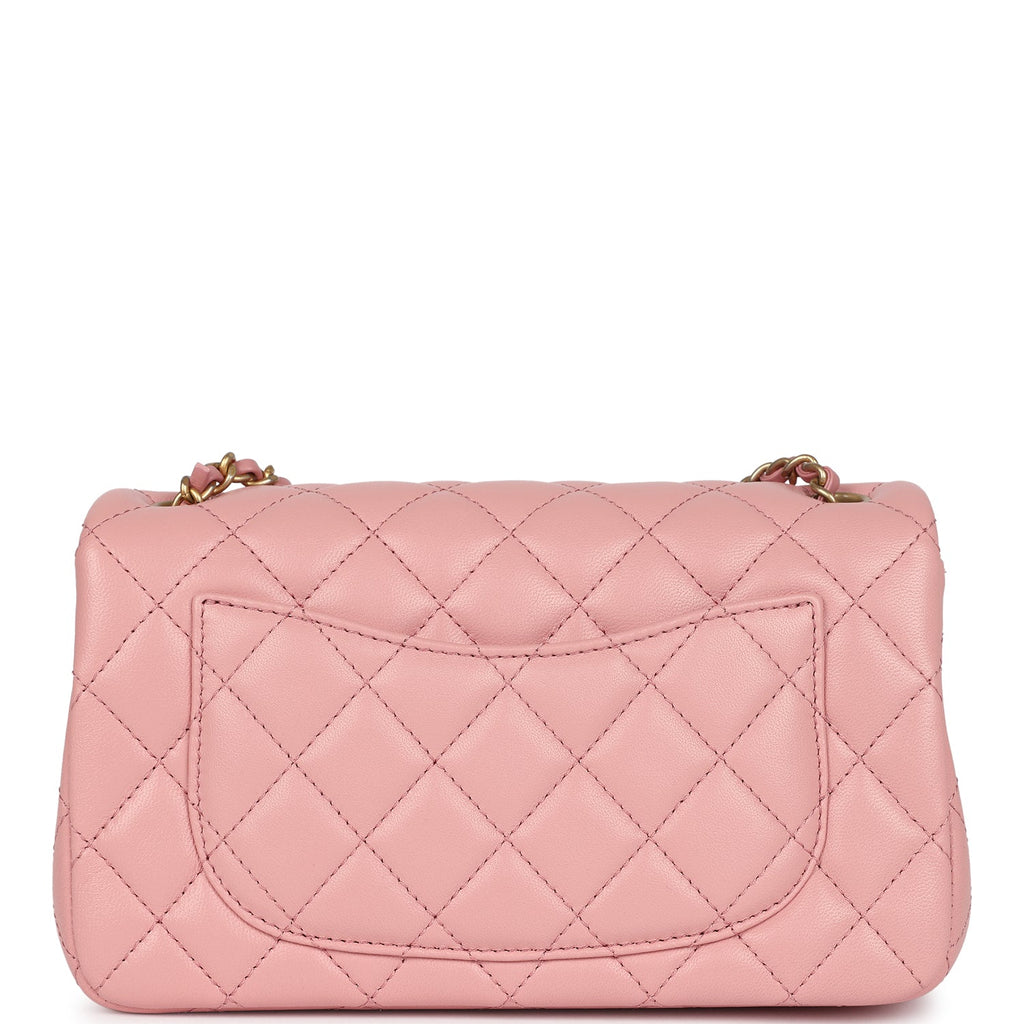 Chanel Mini Pearl Crush Rectangular Flap Dark Pink Lambskin Brushed Gold Hardware - Image 6