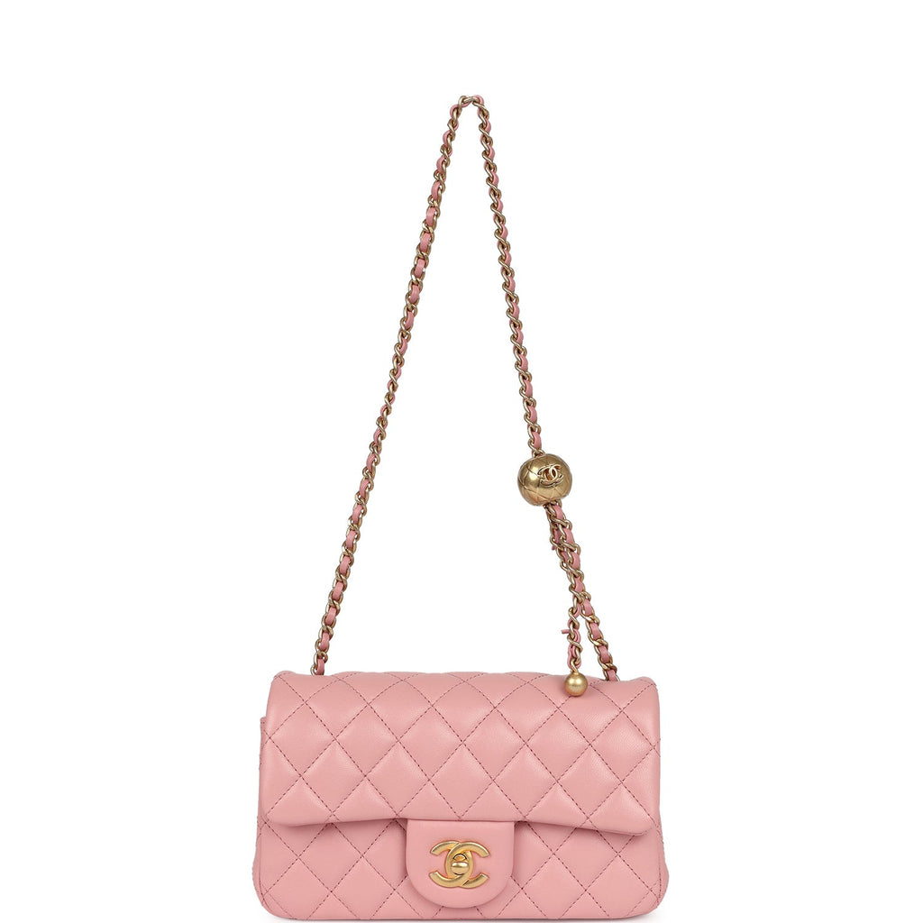 Chanel Mini Pearl Crush Rectangular Flap Dark Pink Lambskin Brushed Gold Hardware - Image 8