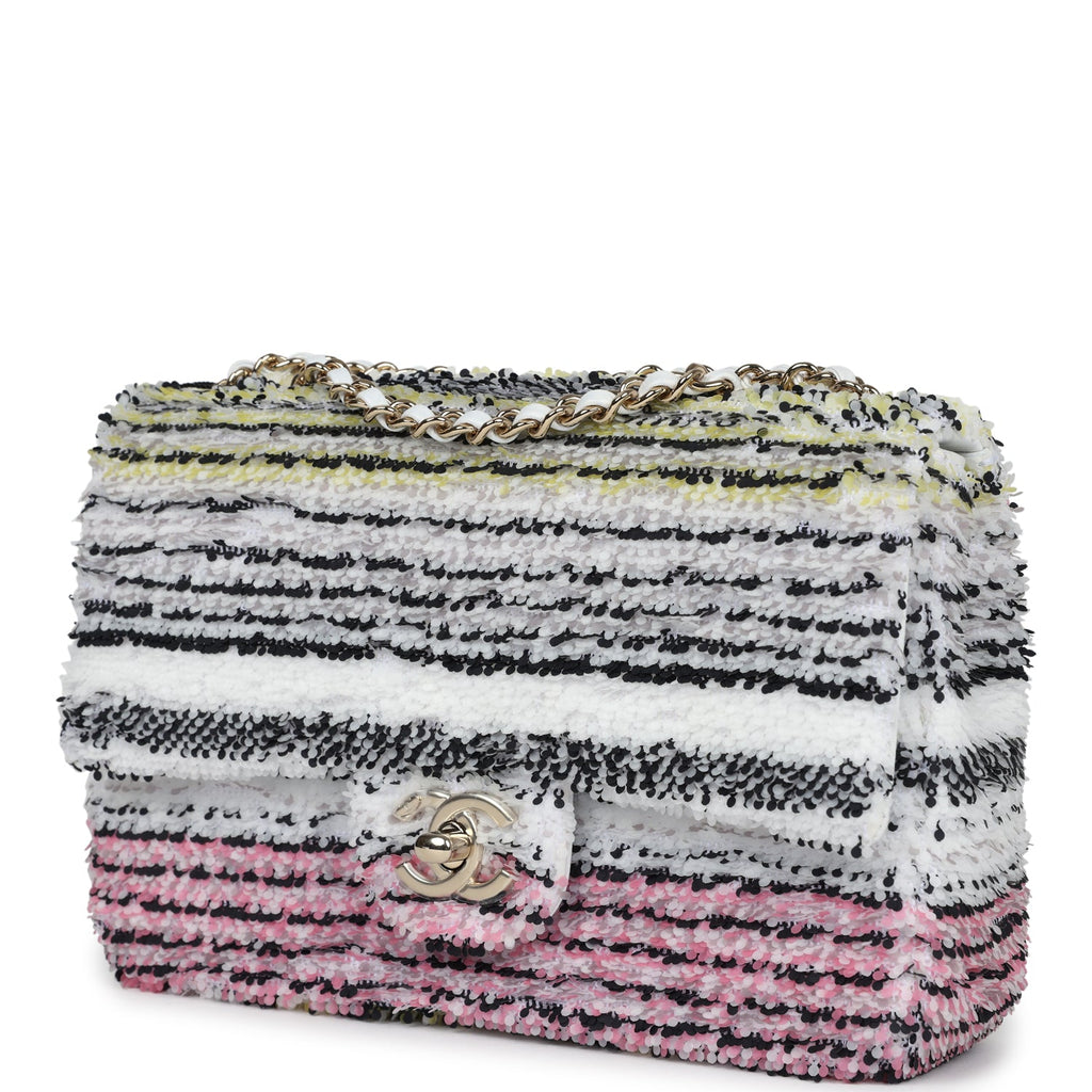 Chanel Mini Rectangular Flap White Multicolor Sequin Light Gold Hardware - Image 6