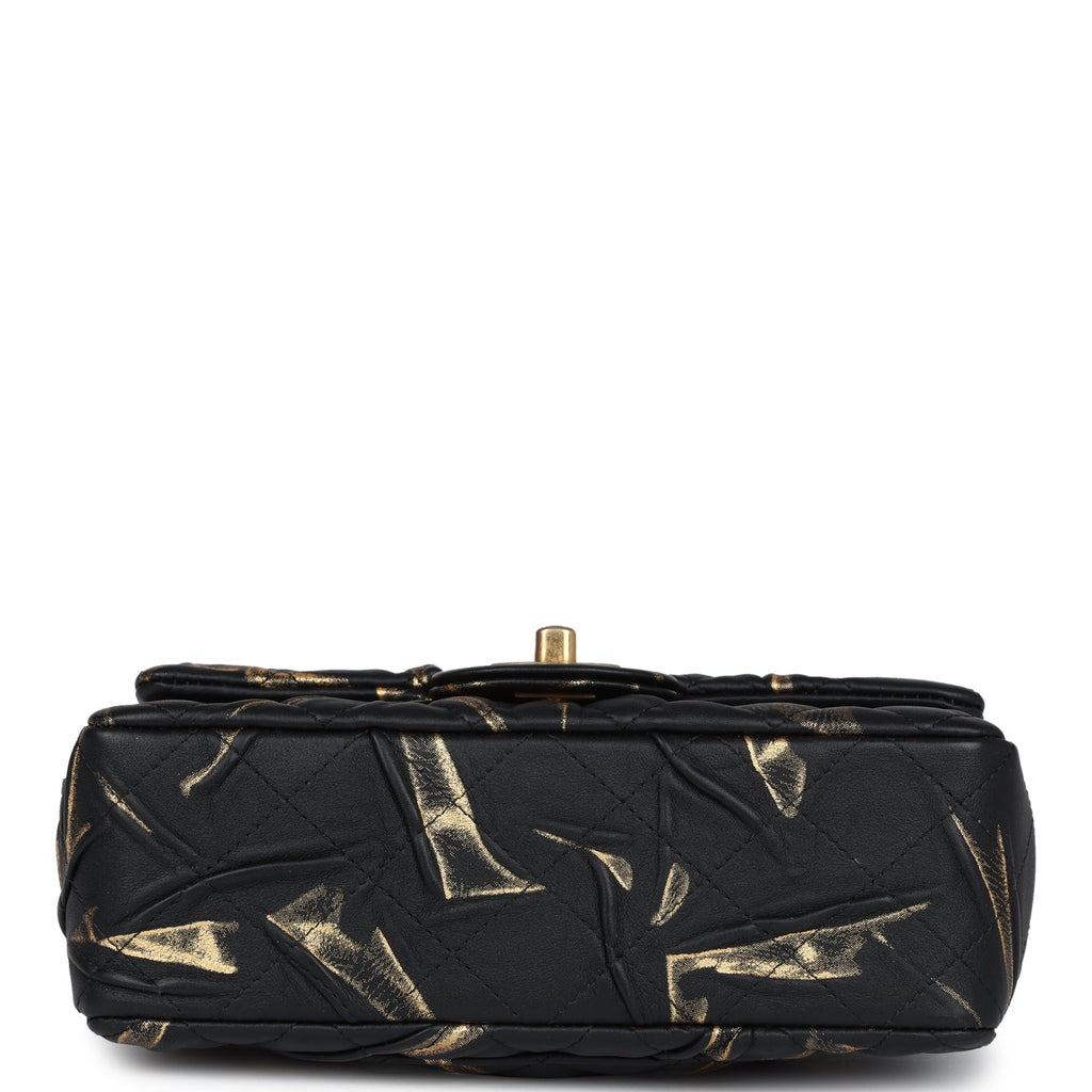 Chanel Mini Rectangular Flap Black and Gold Aged Calfskin Antique Gold Hardware - Image 7