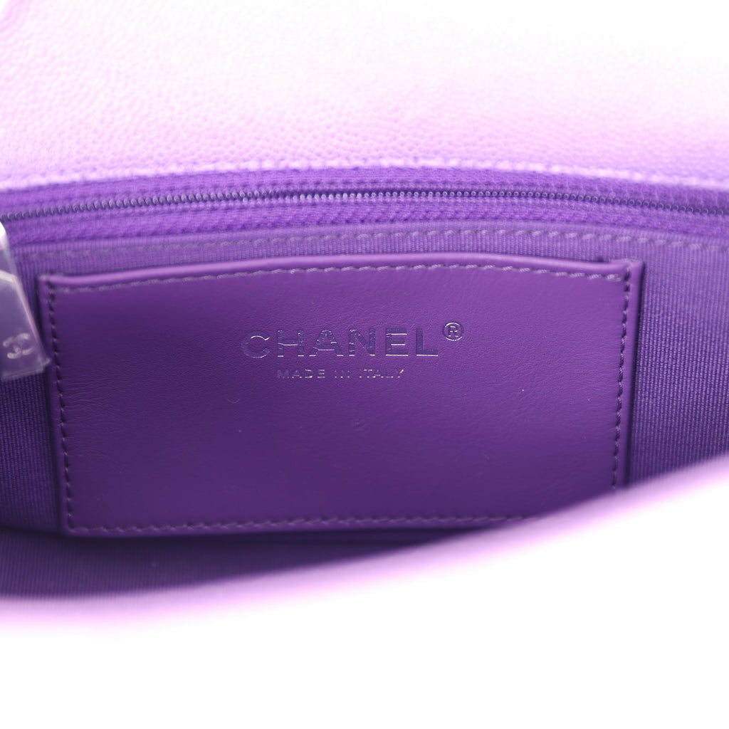 Chanel Mini Rectangular Flap Bag Ombre Purple Caviar Lacquered Metal Hardware - Image 10
