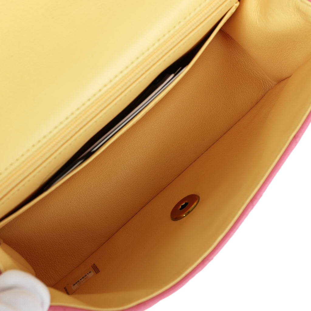 Chanel Mini Classic Rectangular Flap Bag Pink and Yellow Lambskin Iridescent Hardware - Image 9