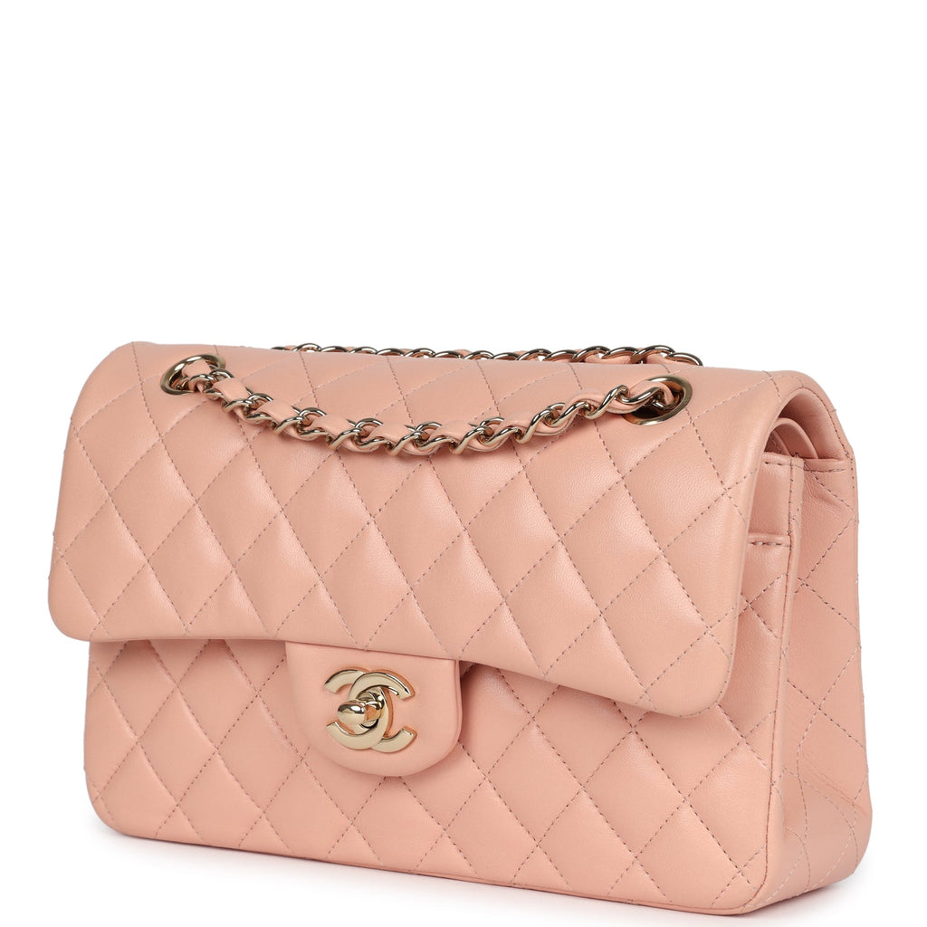 Pre-owned Chanel Small Classic Double Flap Light Pink Lambskin Gold Hardware - Image 6