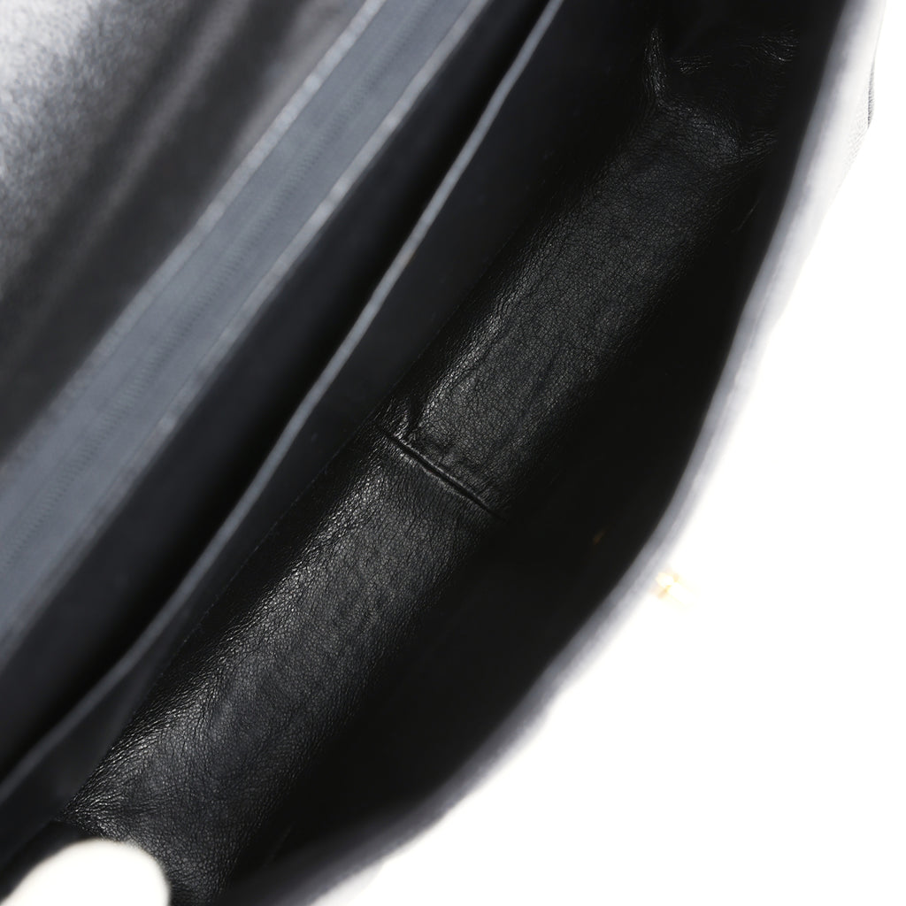 Vintage Chanel XL Jumbo Classic Mademoiselle Vertical Flap Black Caviar Gold Hardware - Image 9