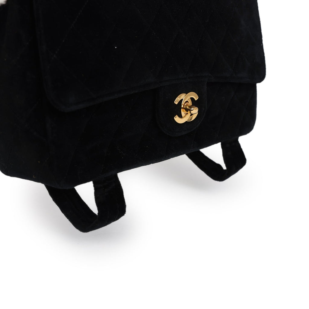 Vintage Chanel Medium Single Flap Bag with Magazine Holder Black Velvet Gold Hardware - Image 10