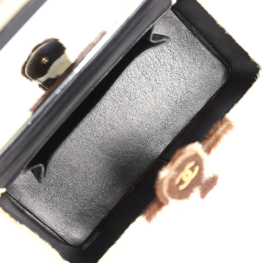 Vintage Chanel Rectangular Vanity Box Brown and White Cow Print Pony Hair Antique Gold Hardware - Image 11