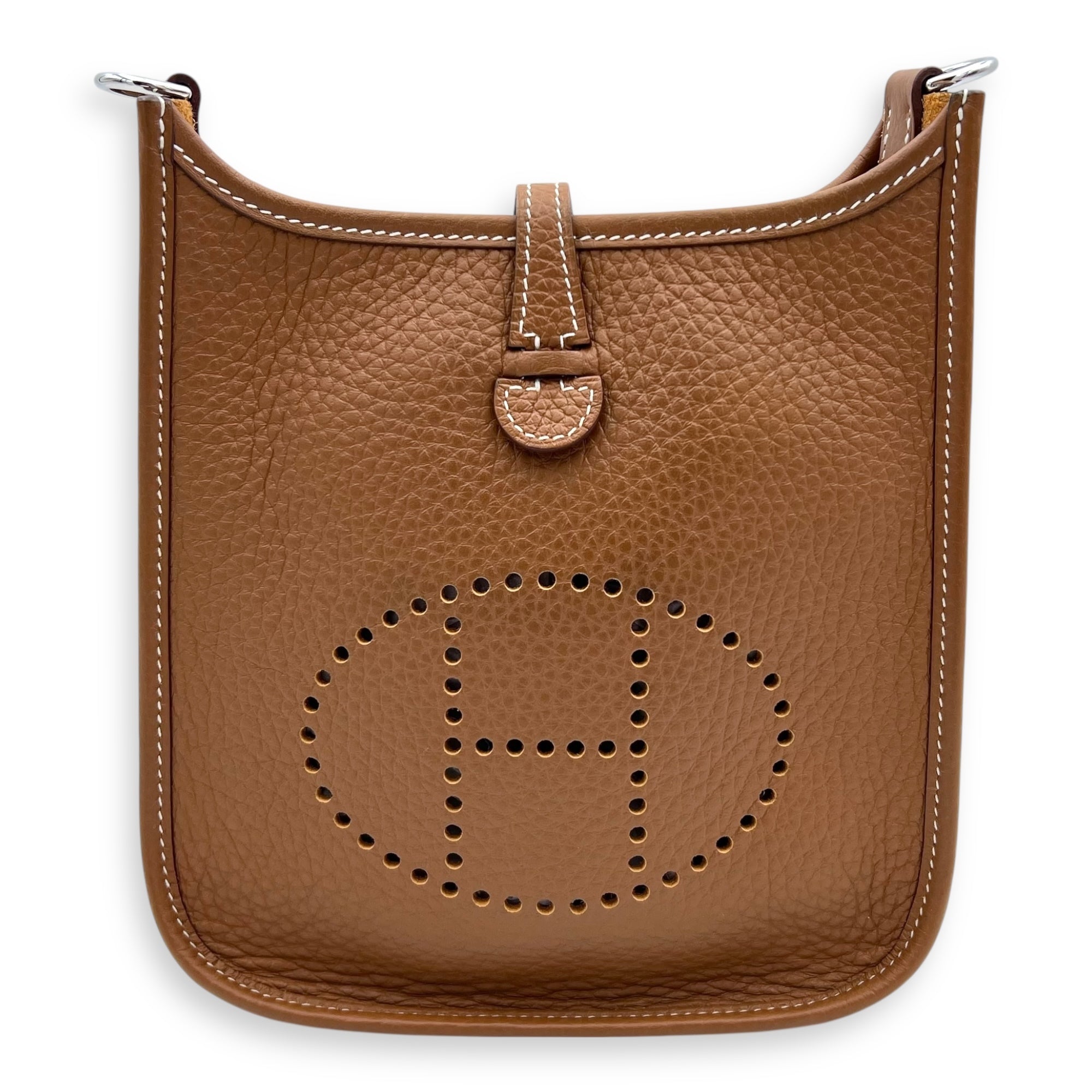 Evelyne Mini Gold Shoulder Bag in Clemence, Palladium hardware