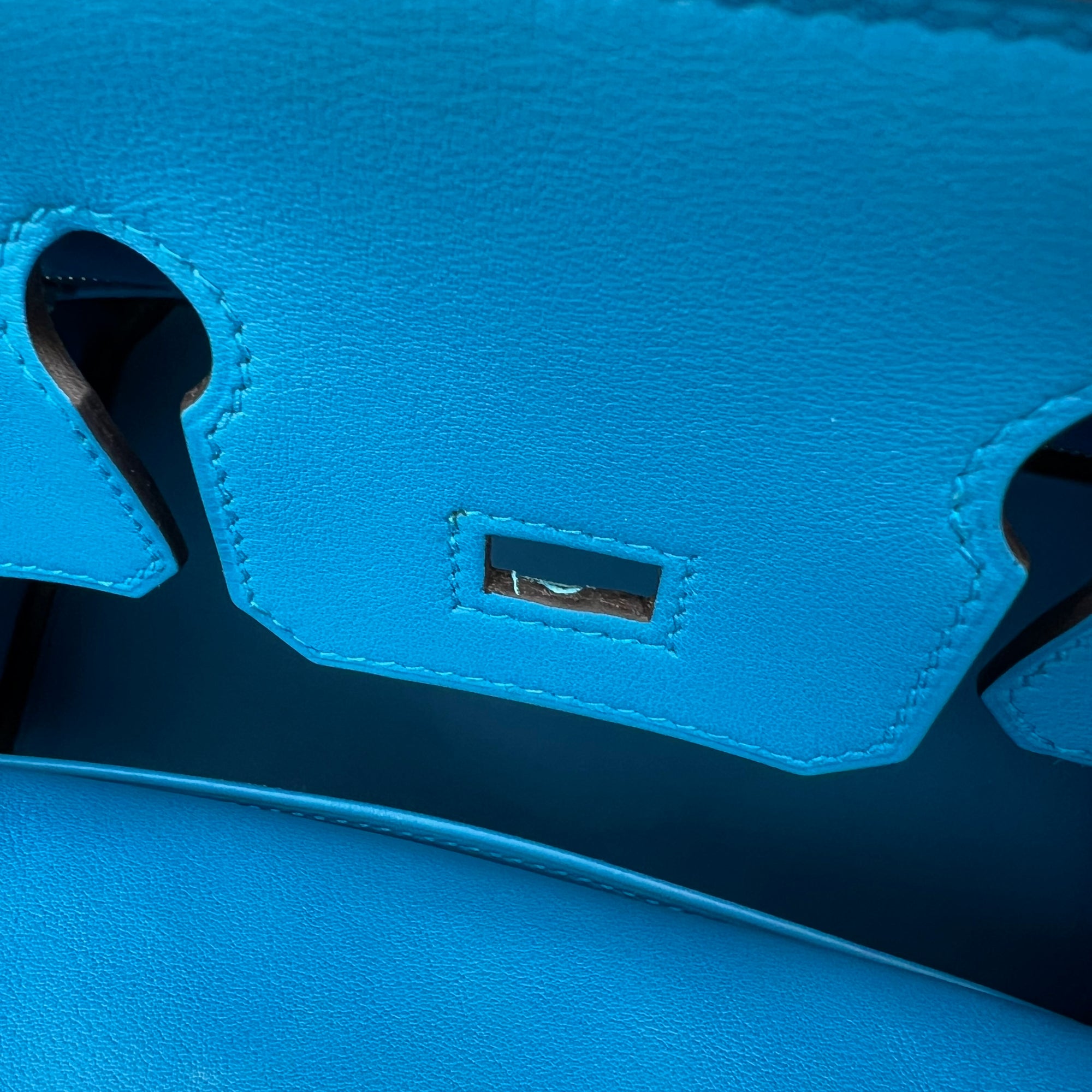 Birkin 25 Blue Zanzibar Top Handle Bag in Swift, Silver hardware - Image 12
