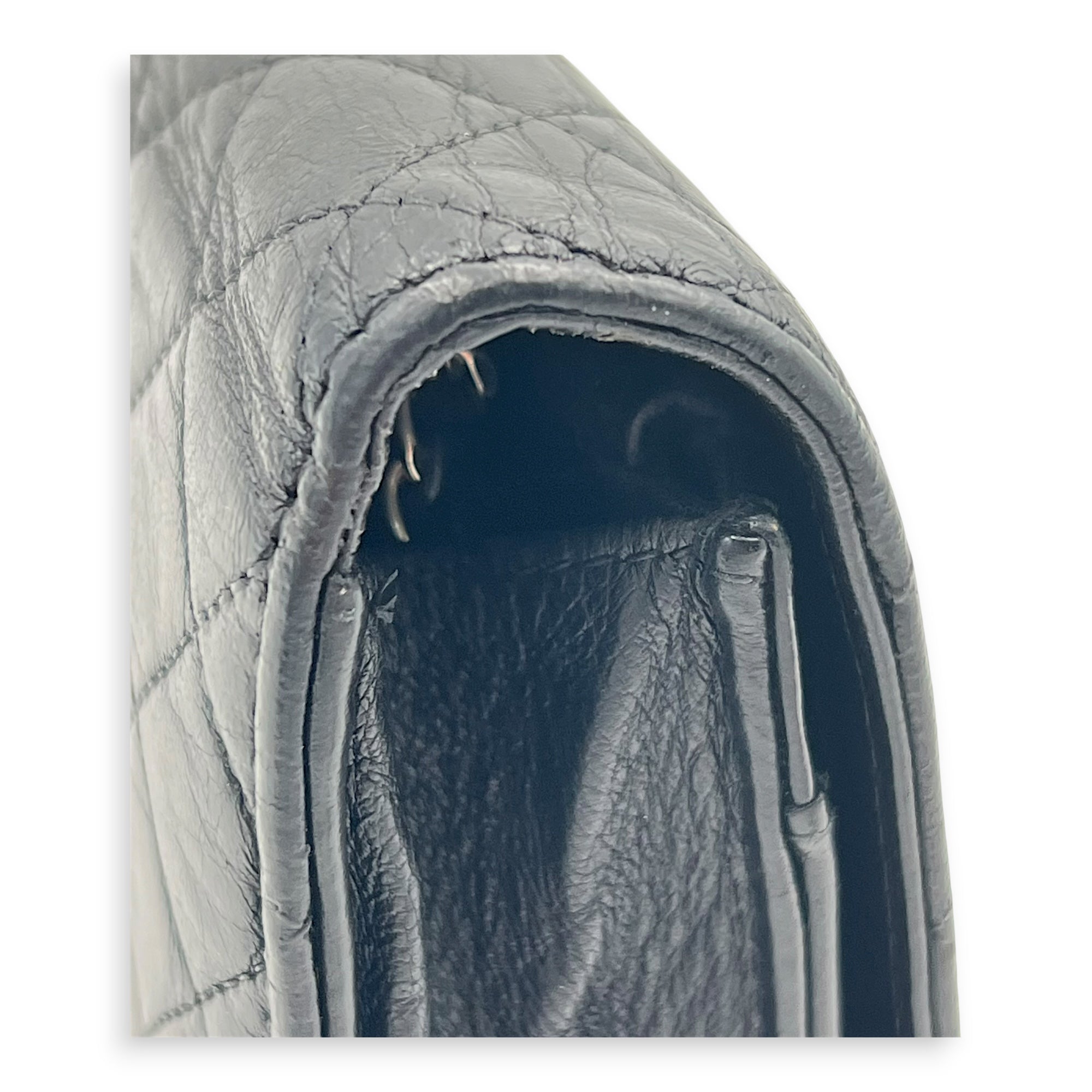 Vintage CC Wallet On Chain Black in Lambskin, Silver hardware - Image 8