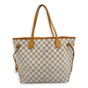 Neverfull Tote Bag MM Azur in Coated Canvas, Gold hardware