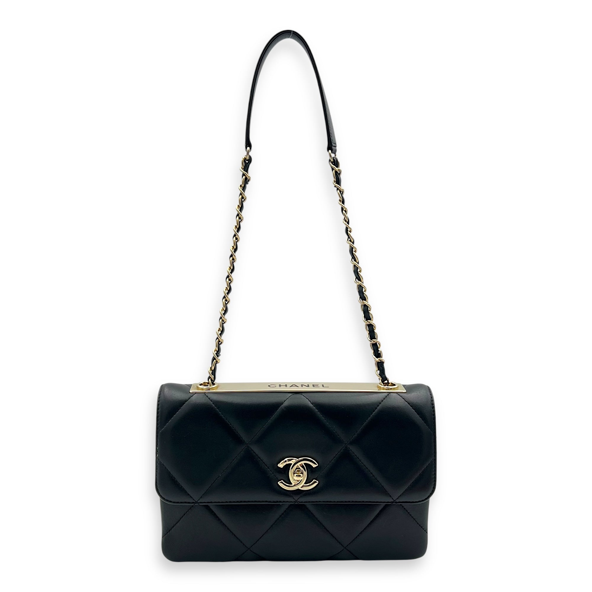 Trendy CC Shoulder Bag Black in Lambskin, Gold hardware - Image 14