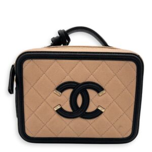 Filigree Vanity Bag Beige in Caviar Leather, Gold hardware