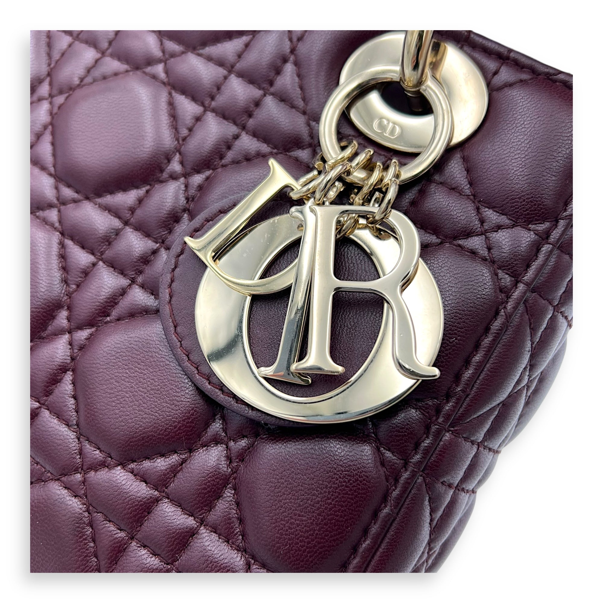 Lady Dior Small Red Top Handle Bag in Lambskin, Gold hardware - Image 8