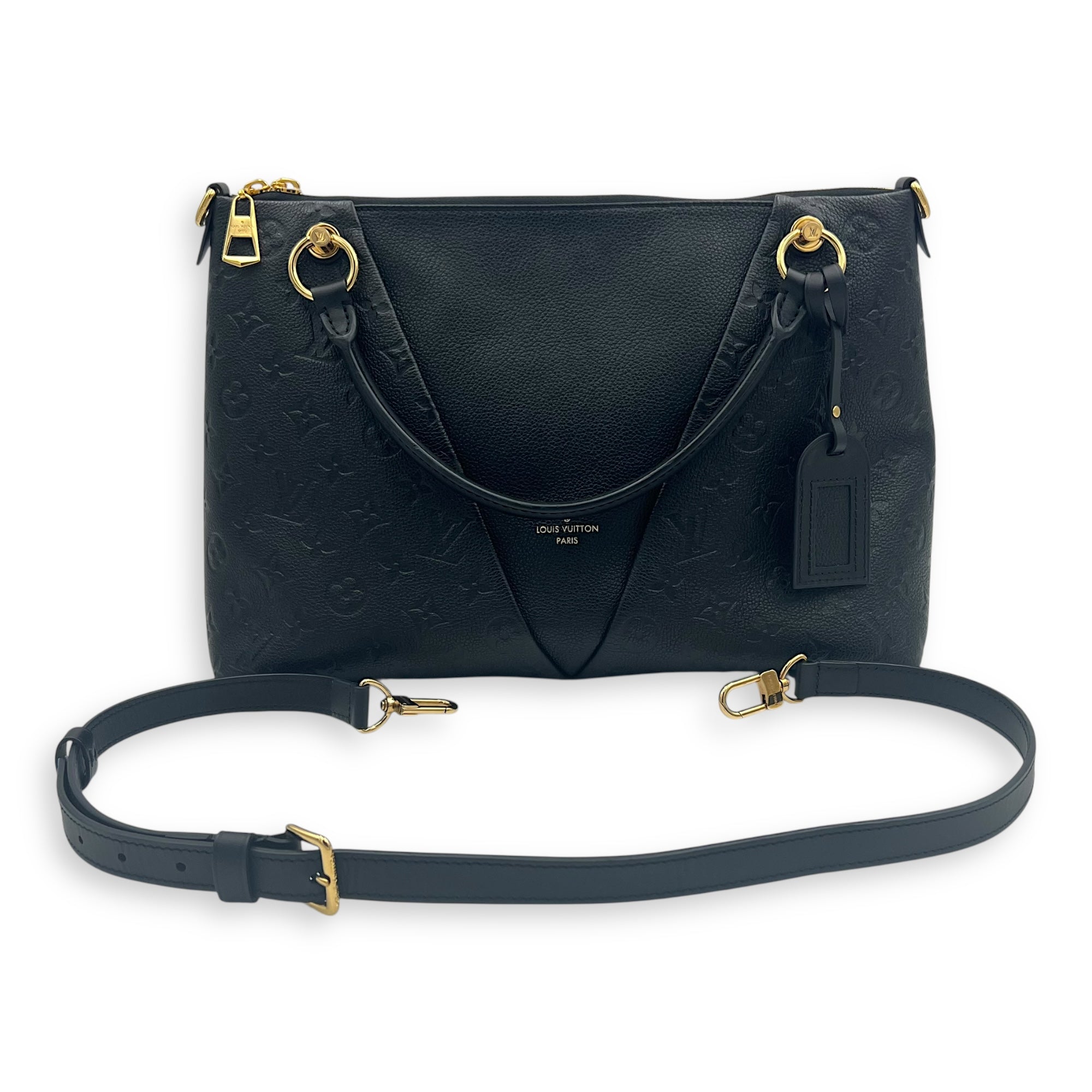 V Tote Top Handle Bag Black in Empreinte Leather, Gold hardware - Image 15