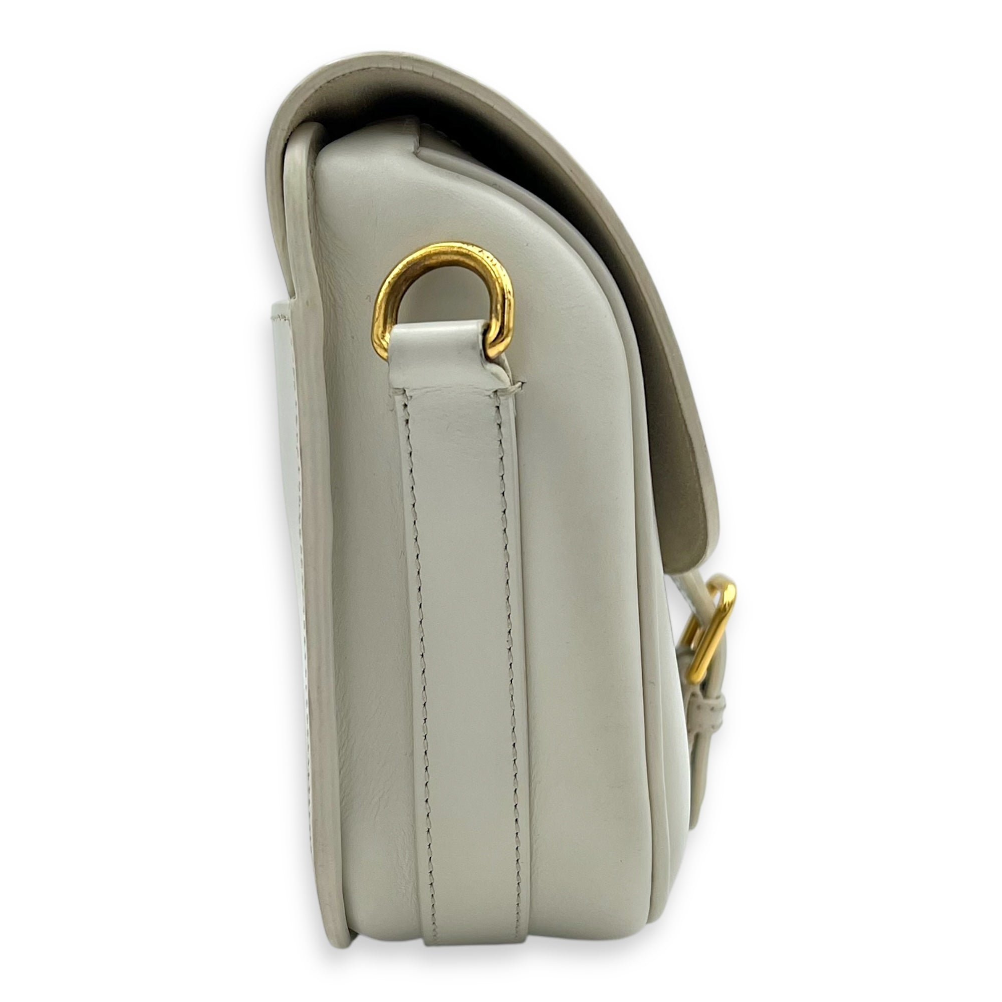Bobby Medium White Crossbody Bag in Calfskin, Gold hardware - Image 4