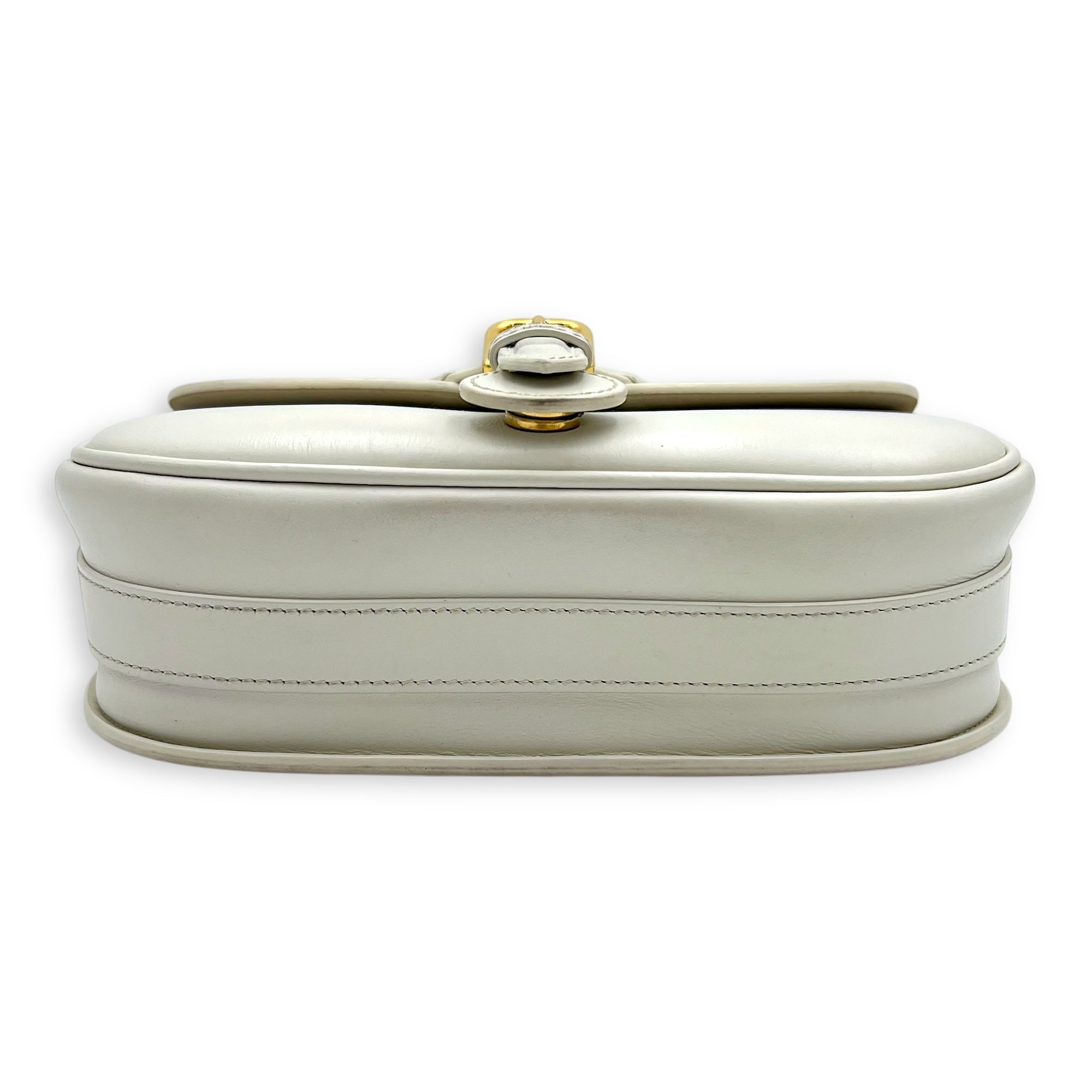 Bobby Medium White Crossbody Bag in Calfskin, Gold hardware - Image 6