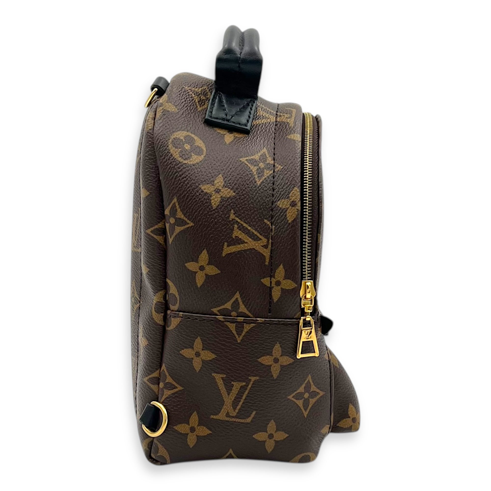 Palm Springs Mini Brown Backpack in Monogram Coated Canvas, Gold hardware - Image 4