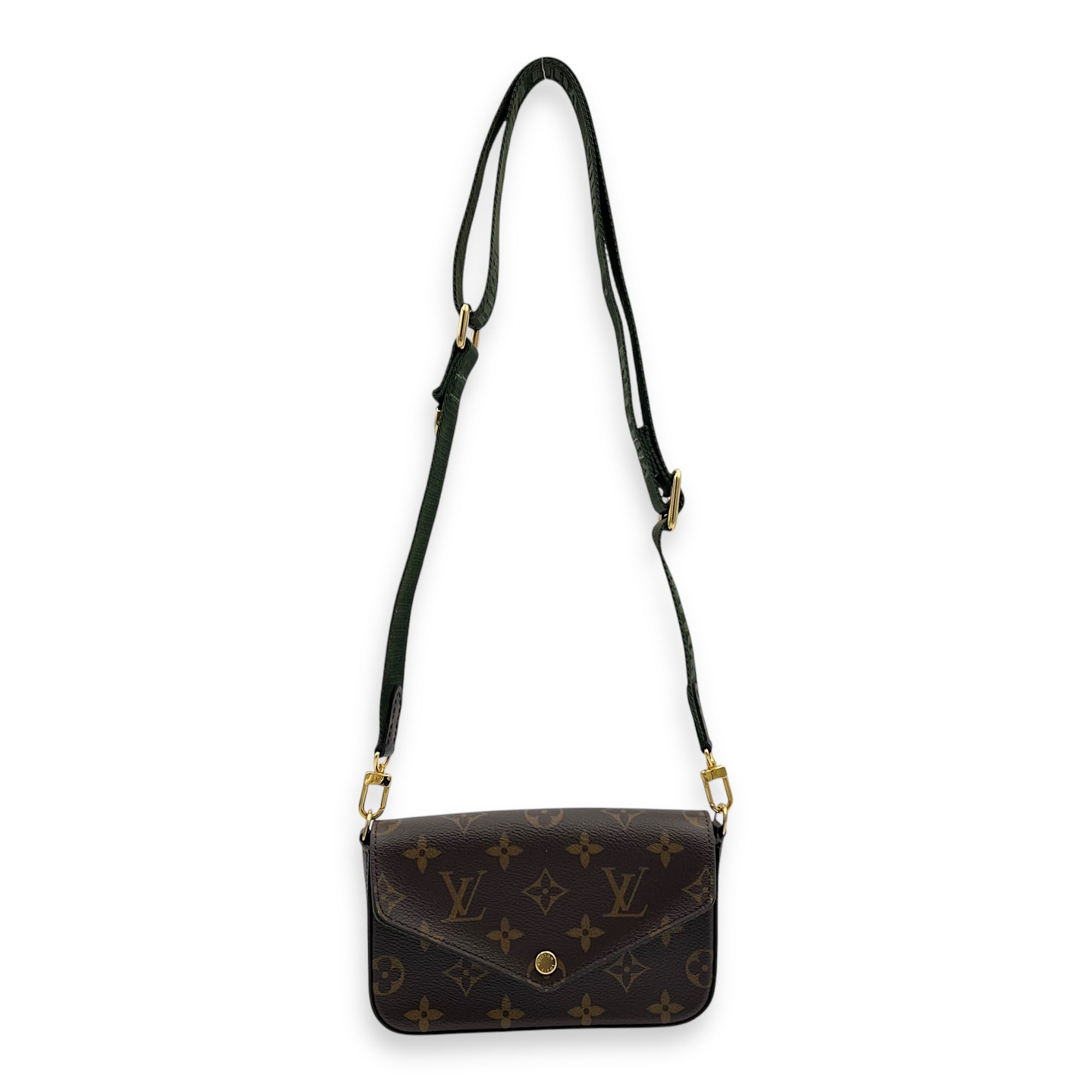 Felicie Strap To Go Wallet On Chain Brown in Monogram Coated Canvas, Gold hardware - Image 12