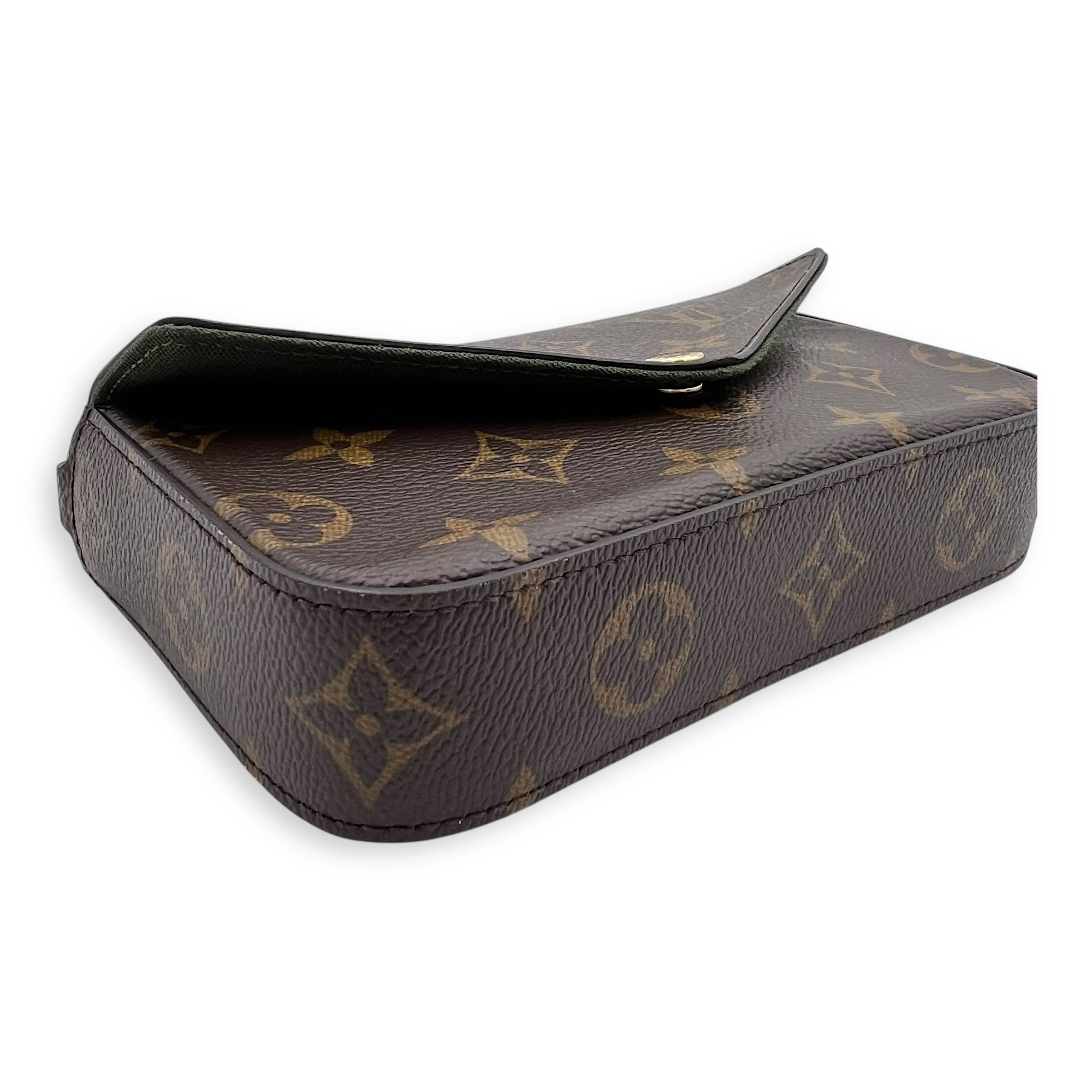 Felicie Strap To Go Wallet On Chain Brown in Monogram Coated Canvas, Gold hardware - Image 7