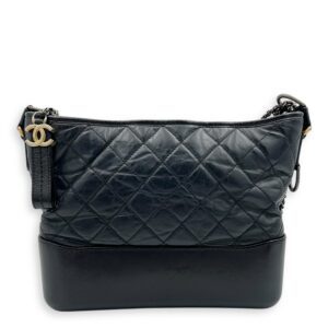 Gabrielle Medium Black Crossbody Bag in Calfskin, Mixed hardware