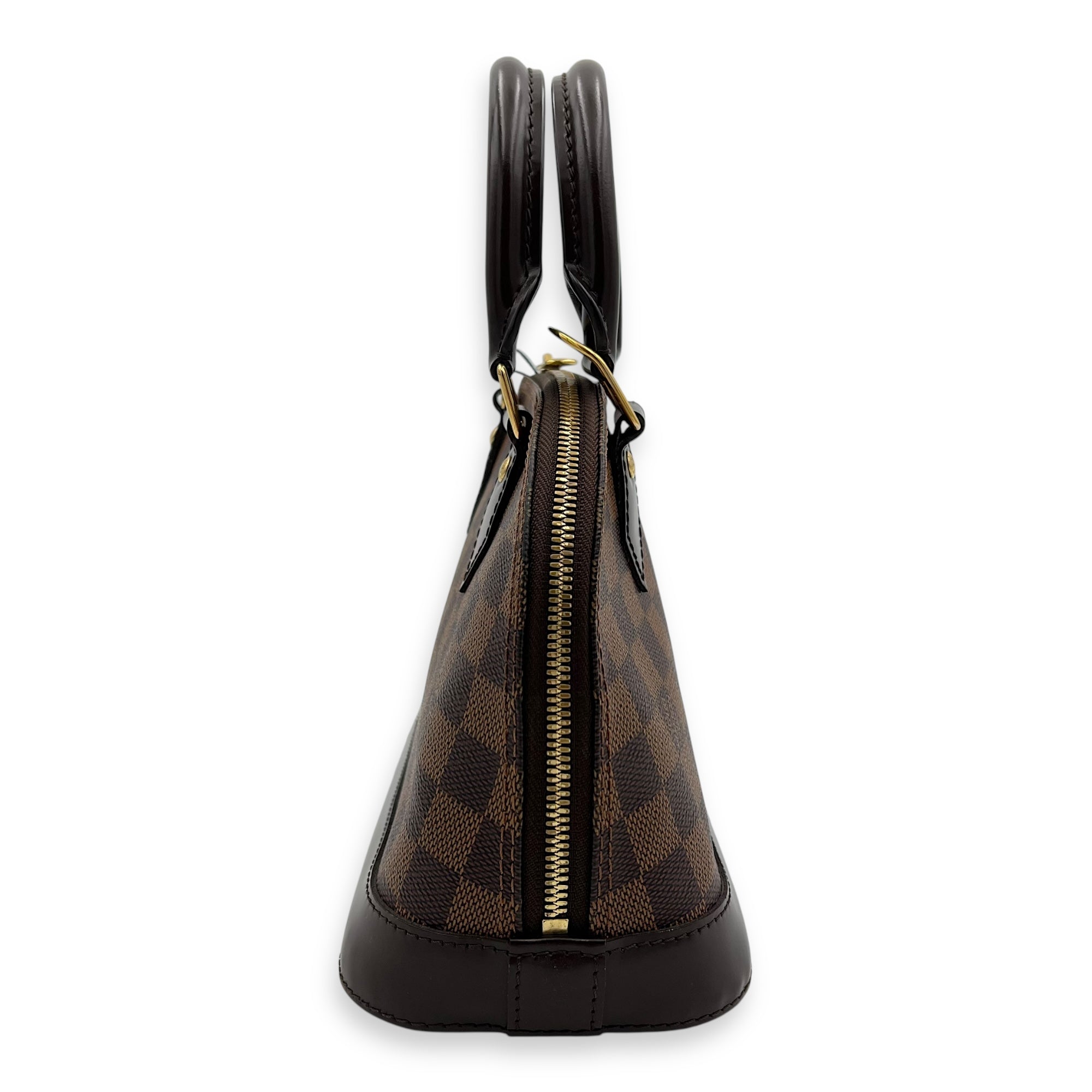 Alma Top Handle Bag BB Brown in Coated Canvas, Gold hardware - Image 5