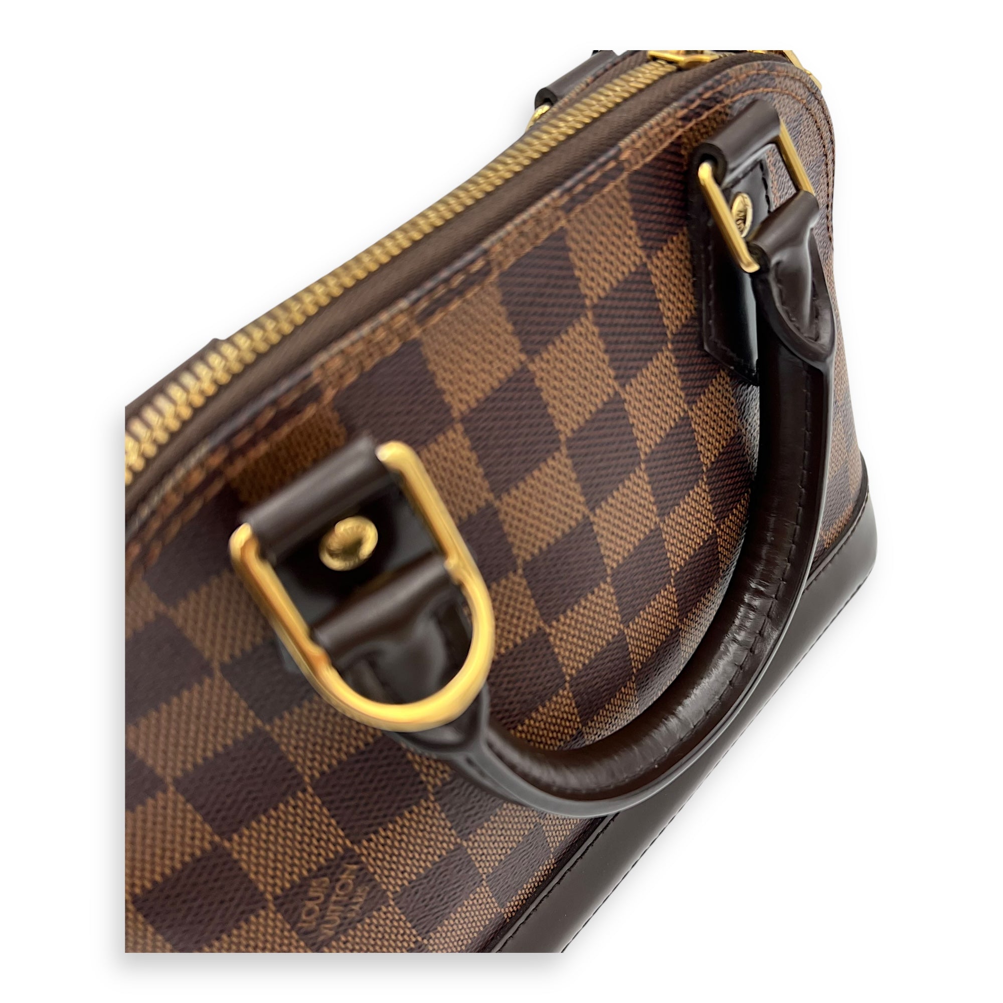 Alma Top Handle Bag BB Brown in Coated Canvas, Gold hardware - Image 9