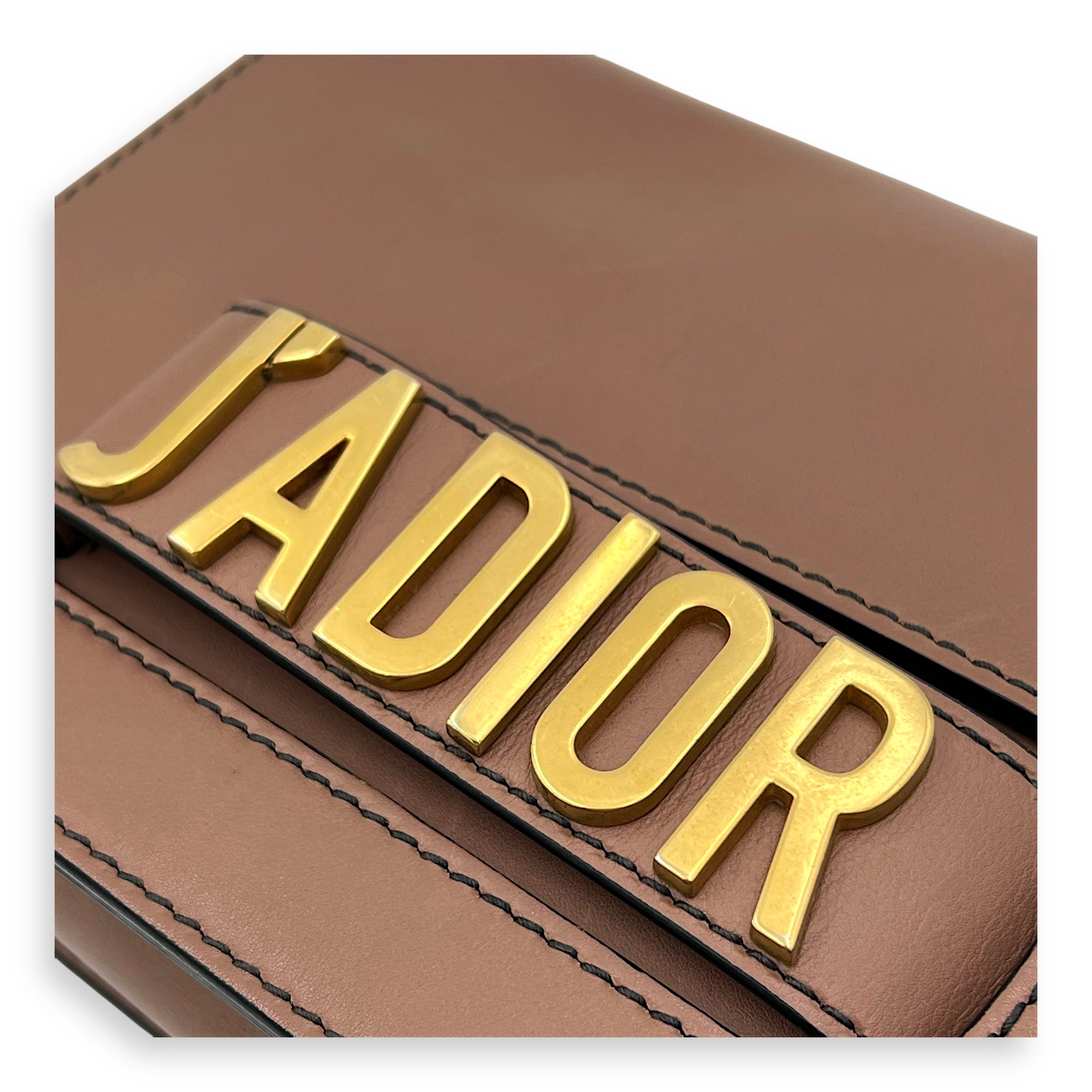 J'adior Shoulder Bag Beige in Calfskin, Gold hardware - Image 10