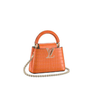 Capucines Nano Crocodilian Brillant Corail Leather - Repbags.ru