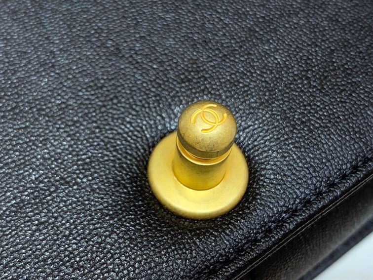 Chanel Medium Boy Bag Black Caviar Antique Gold Hardware - Image 11