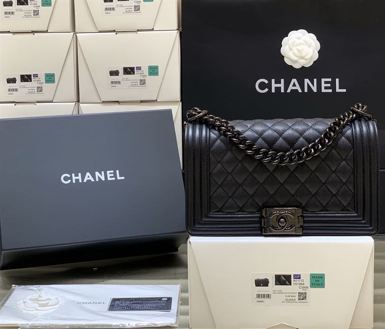 Chanel Medium Boy Bag Black Caviar Antique - Image 9