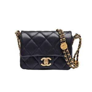 Chanel Mini Flap Bag Black Shiny Calfskin