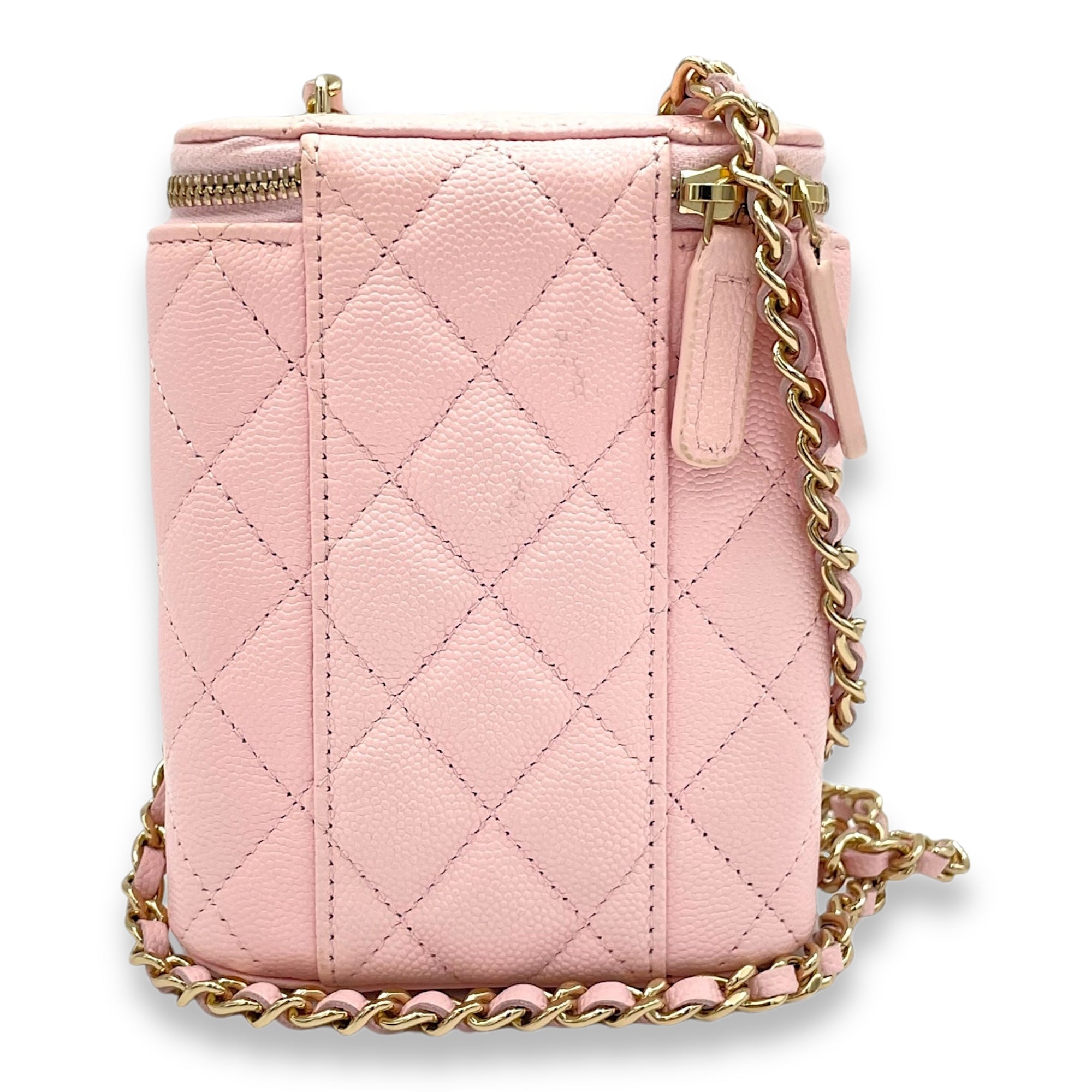 Classic Pink Vanity Bag in Caviar Leather, Gold hardware - Image 3