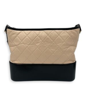 Gabrielle Large Beige Shoulder Bag in Calfskin, Mixed hardware