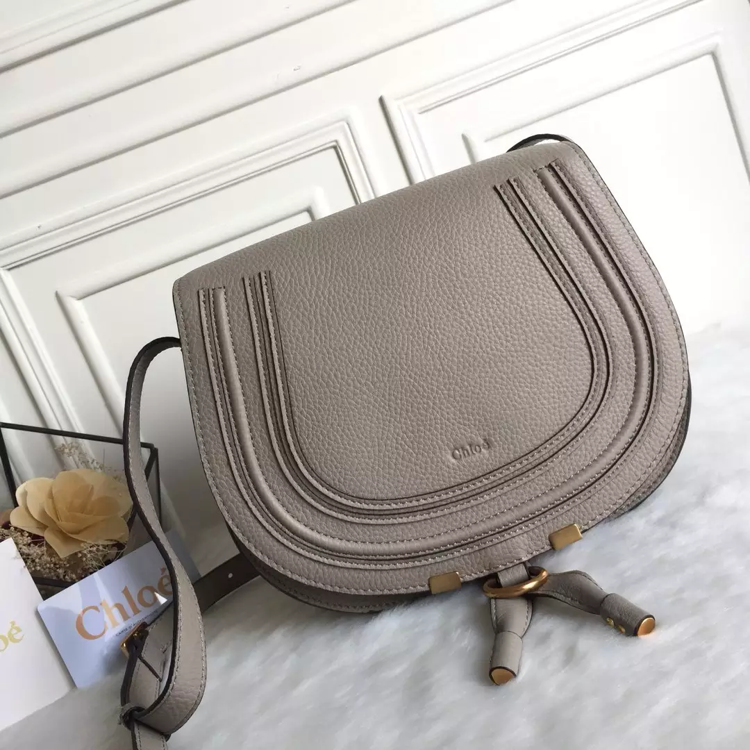 Chloé Marcie Cashmere Grey Medium Saddle Bag - Repbags.ru - Image 4