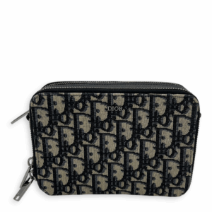 Zipped Pouch Crossbody Bag Blue in Canvas, Silver hardware