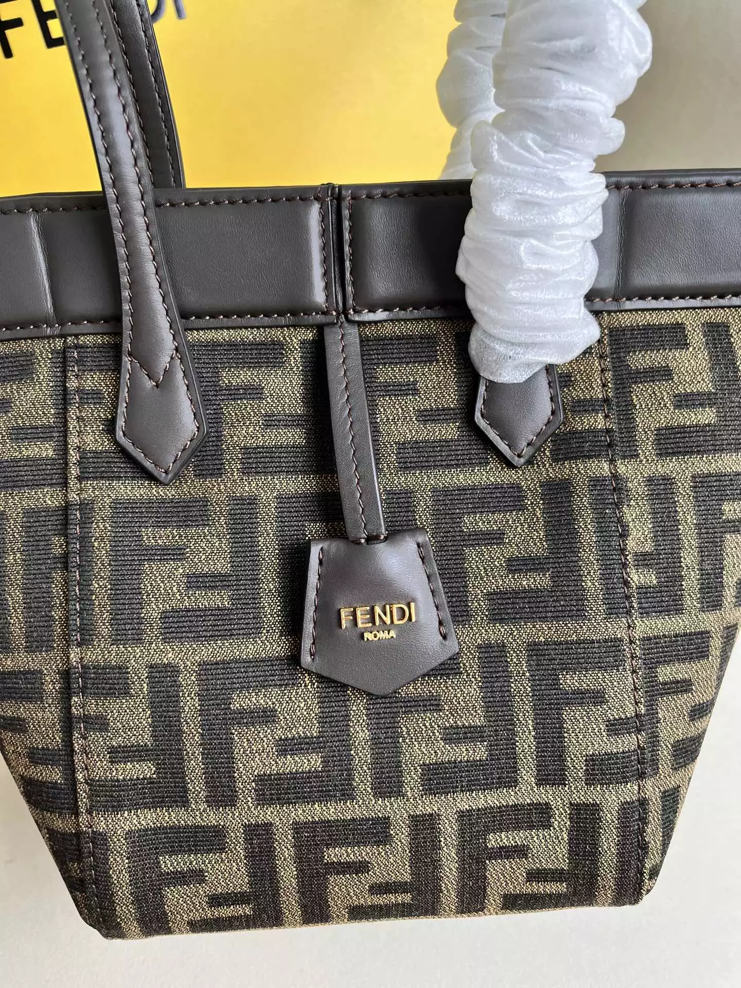 Fendi Origami Mini Brown FF Jacquard Fabric Bag - Repbags.ru - Image 4