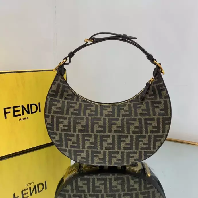 Fendigraphy Small Brown FF Jacquard Fabric Bag - Repbags.ru - Image 3
