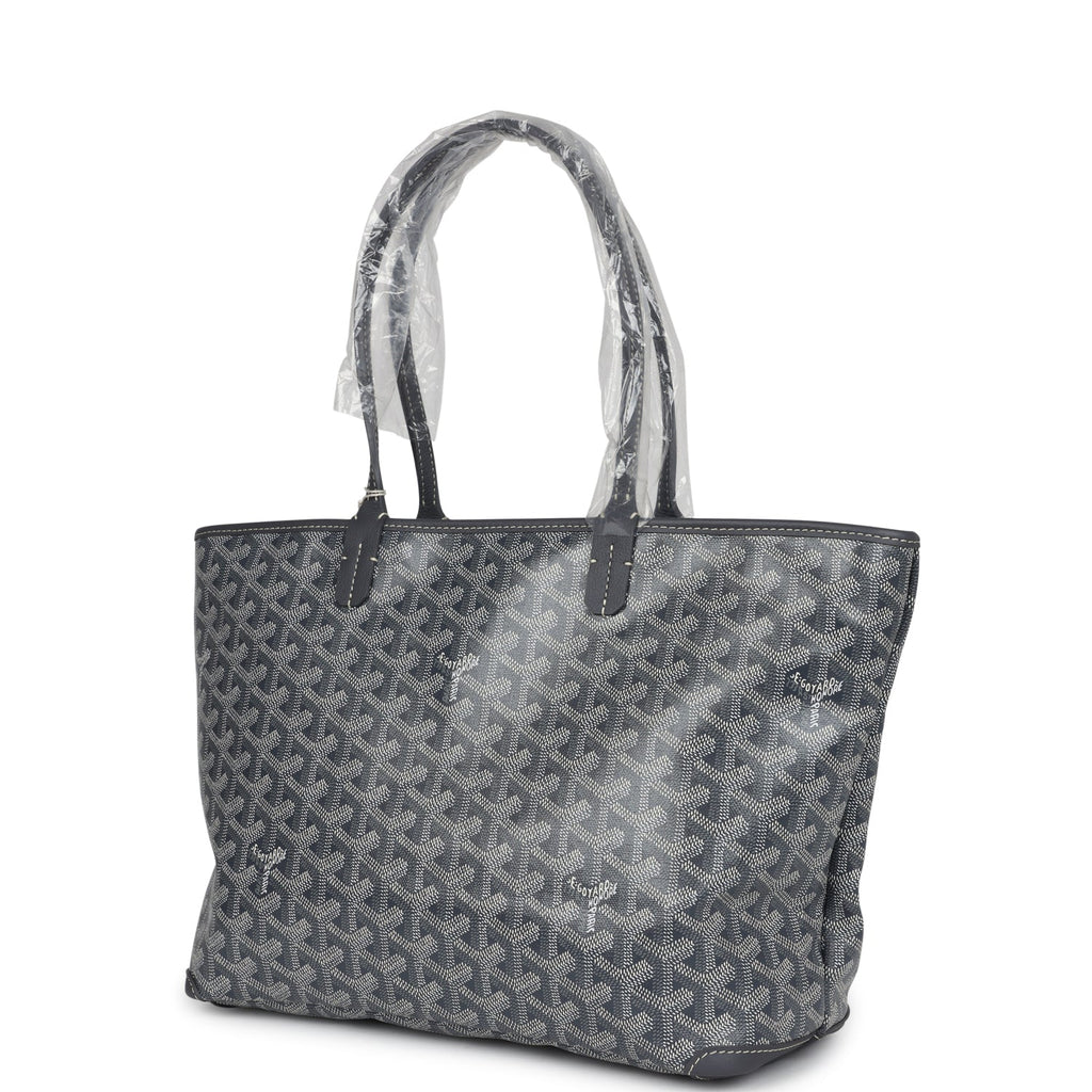 Goyard Goyardine Artois Tote PM Grey Canvas & Chevroches Calfskin Palladium Hardware - Image 4
