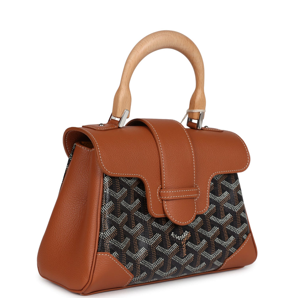 Goyard Saigon Souple Mini Bag Black and Brown Goyardine Canvas Palladium Hardware - Image 3