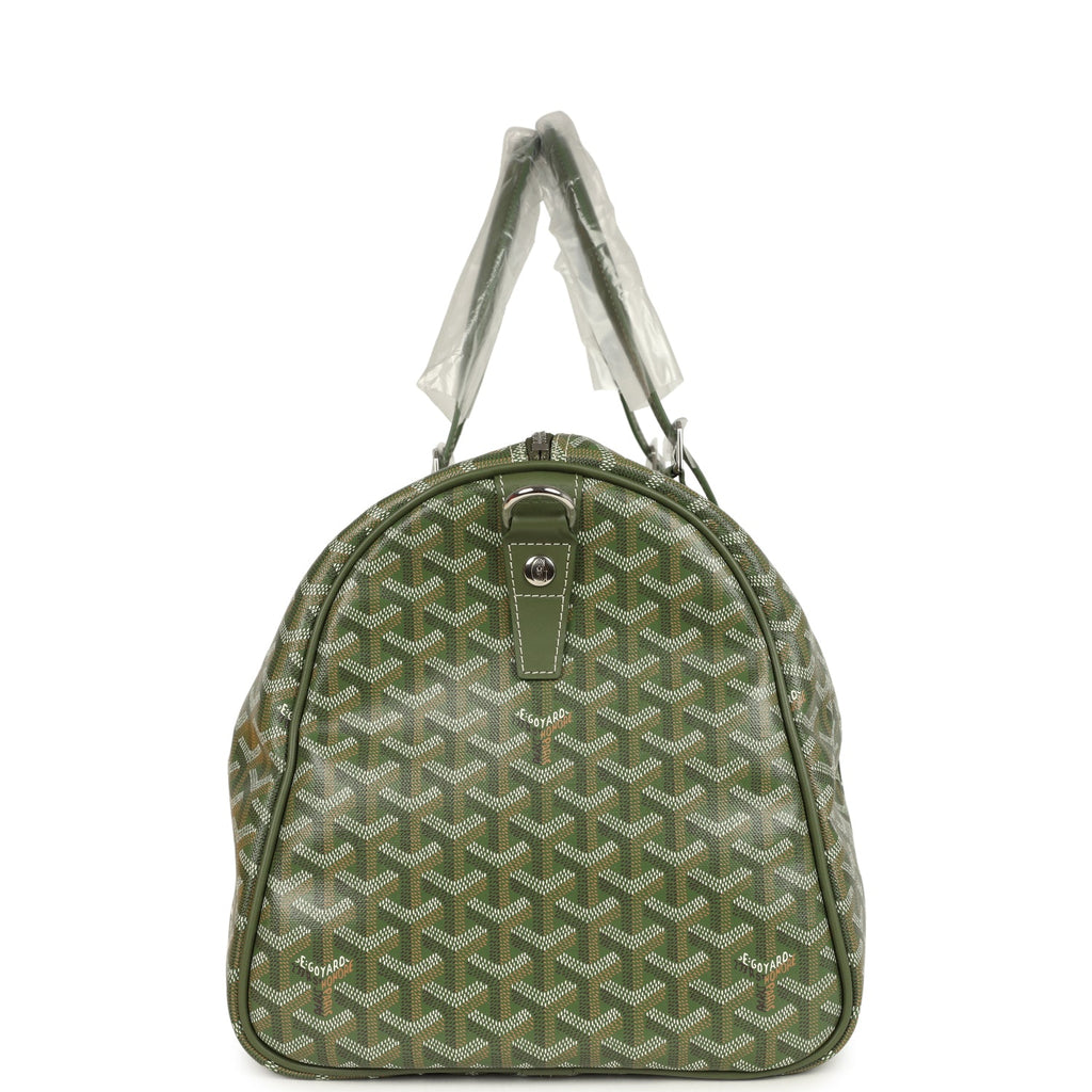 Goyard Boston 50 Bag Khaki Goyardine Canvas & Cervon Calfskin Palladium Hardware - Image 4