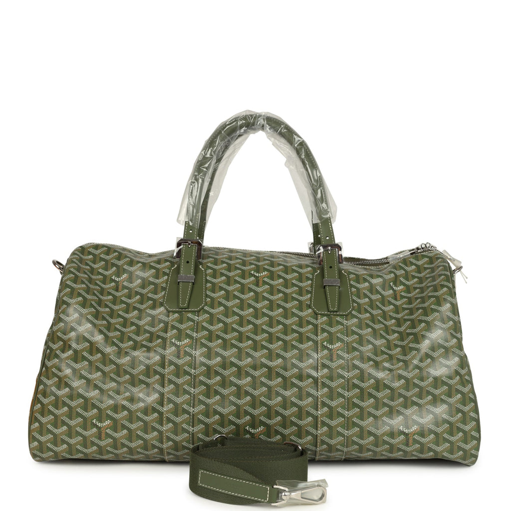 Goyard Boston 50 Bag Khaki Goyardine Canvas & Cervon Calfskin Palladium Hardware - Image 5
