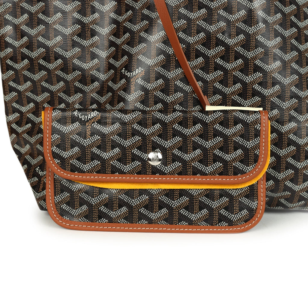 Goyard Goyardine Black and Brown Saint Louis PM Tote Bag Palladium Hardware - Image 7