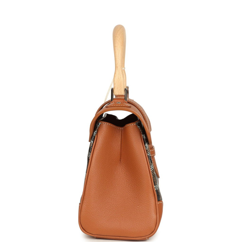 Goyard Saigon Souple Mini Bag Black and Brown Goyardine Canvas Palladium Hardware - Image 4